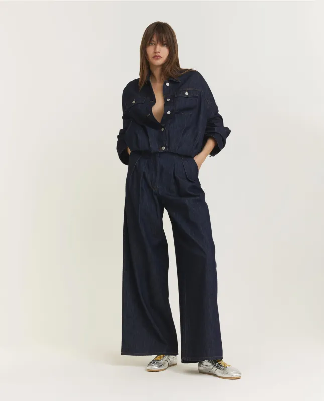 Geplooide Spijkerbroek - Donkerblauw sold by Pauw Amsterdam
