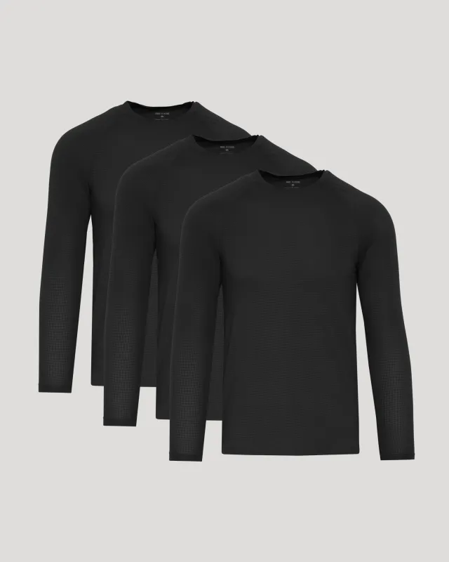Black Long Sleeve Active Mesh Crew 3-Pack sold by True Classic
