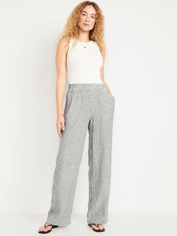 High-Waisted Linen-Blend Wide-Leg Pants sold by GAP