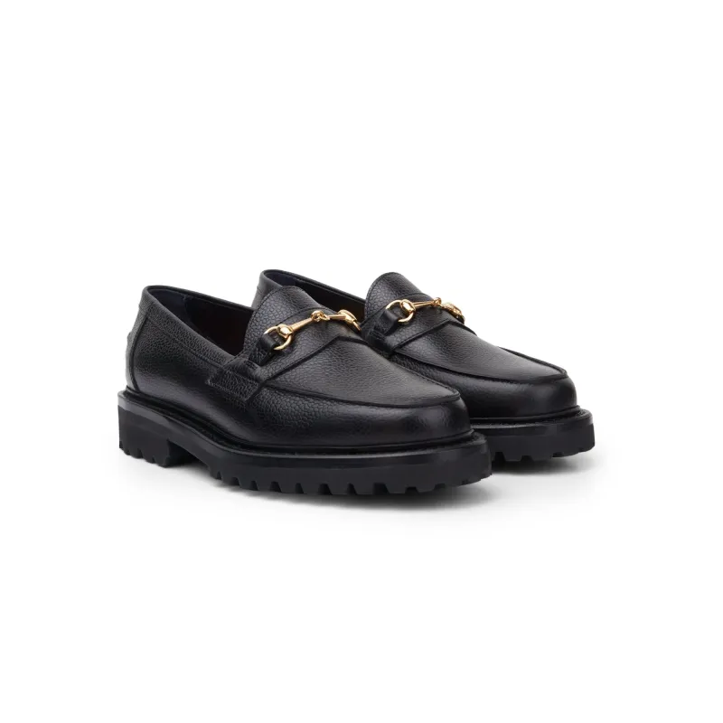 The Mason Horse Bit Loafer, Onyx, Lug Sole sold by Blackstock & Weber