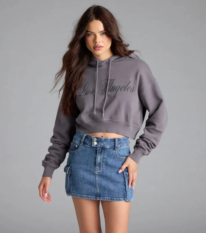 Los Angeles Oversized Crop Hoodie sold by Windsor
