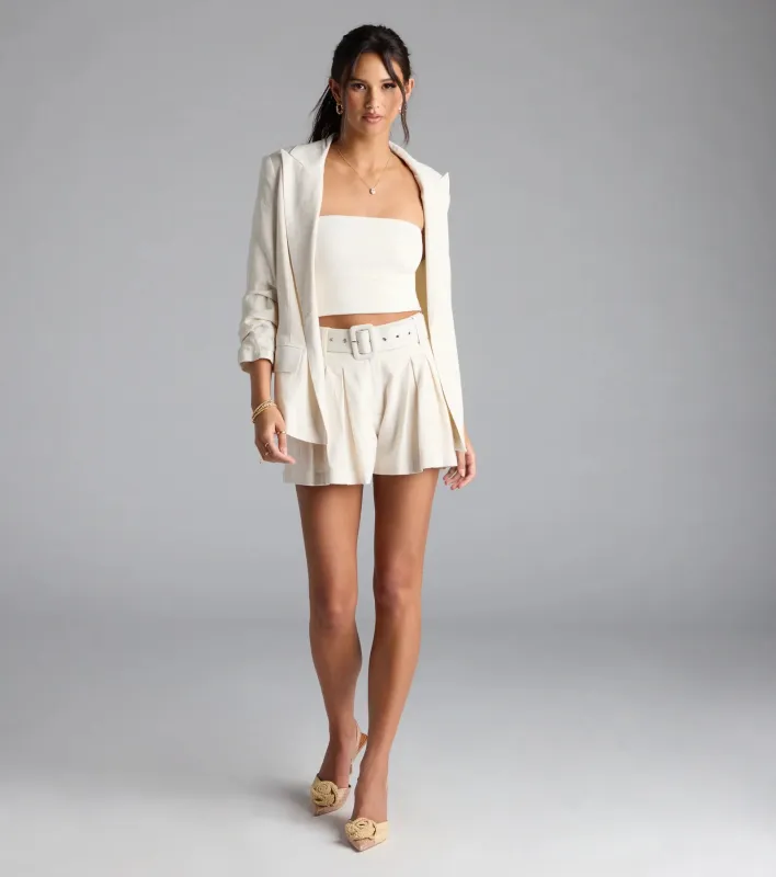 Looking Chic Belted Trouser Shorts With Linen sold by Windsor