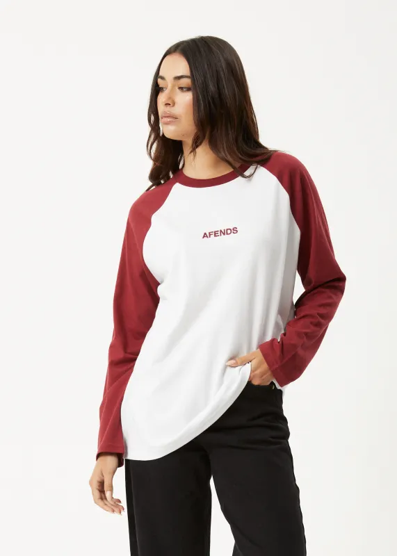 AFENDS Womens Ryan -  Oversized Long Sleeve Raglan Tee - Burgundy sold by Afends