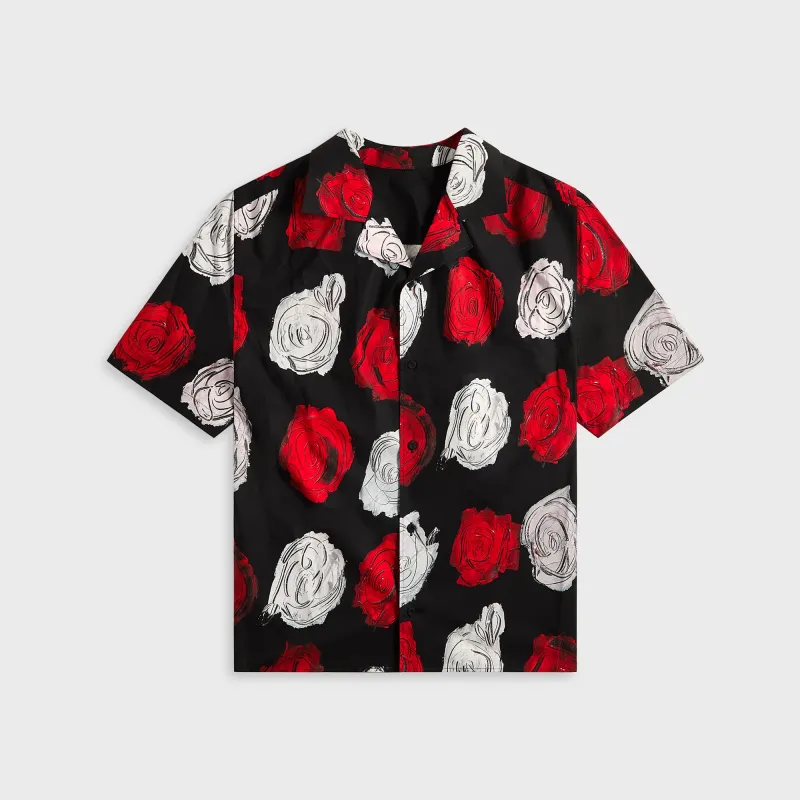 Marni Medium Roses Compact Cotton Short Sleeved Bowling Shirt - Black sold by Kith
