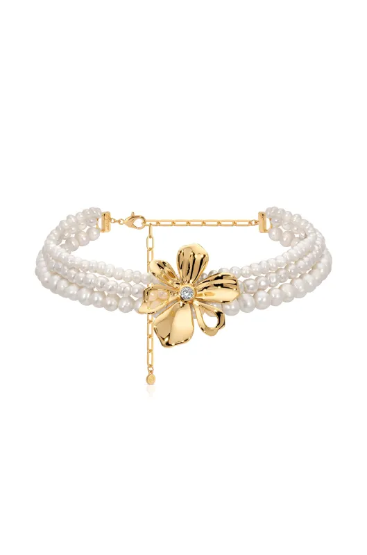 Pearl Petals Choker sold by ettika