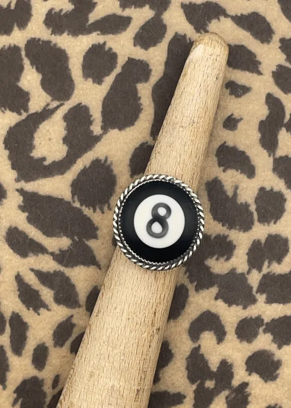 Billiard 8-Ball Sterling Silver Ring sold by Modcloth