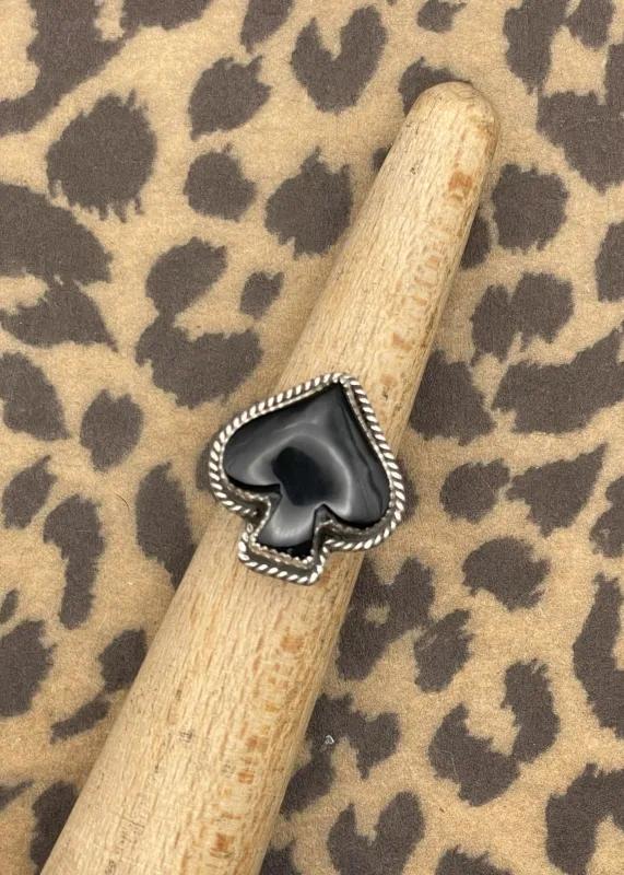Ace of Spades Black Onyx Ring sold by Modcloth