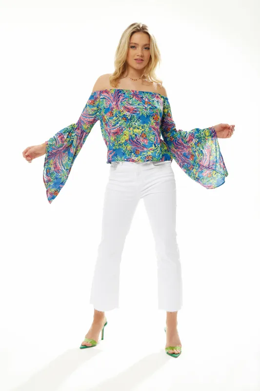 Off Shoulder Multicolour Top by Liquorish sold by Goddiva