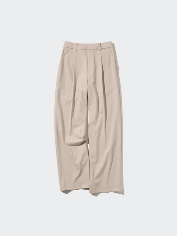 Uniqlo - Pleated Wide Trousers (longer) - Navy sold by Uniqlo