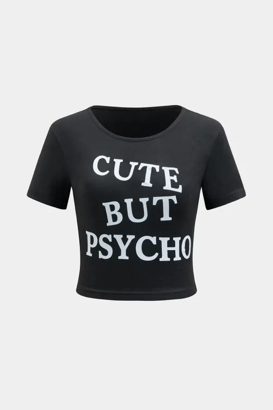 Brevprint rund hals kortærmet t-shirt sold by Micas