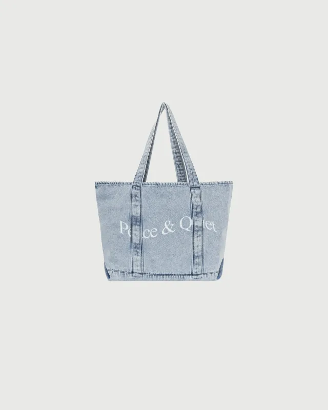Wordmark Denim Tote Bag - Acid Wash sold by Museum of Peace and Quiet