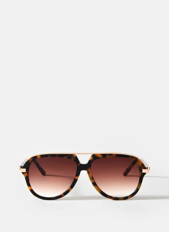 Brown Tortoiseshell Aviator Sunglasses sold by Mint Velvet