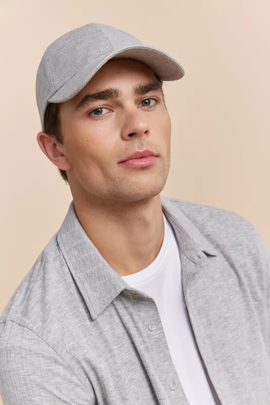 Linen blend baseball cap sold by Tristan Style
