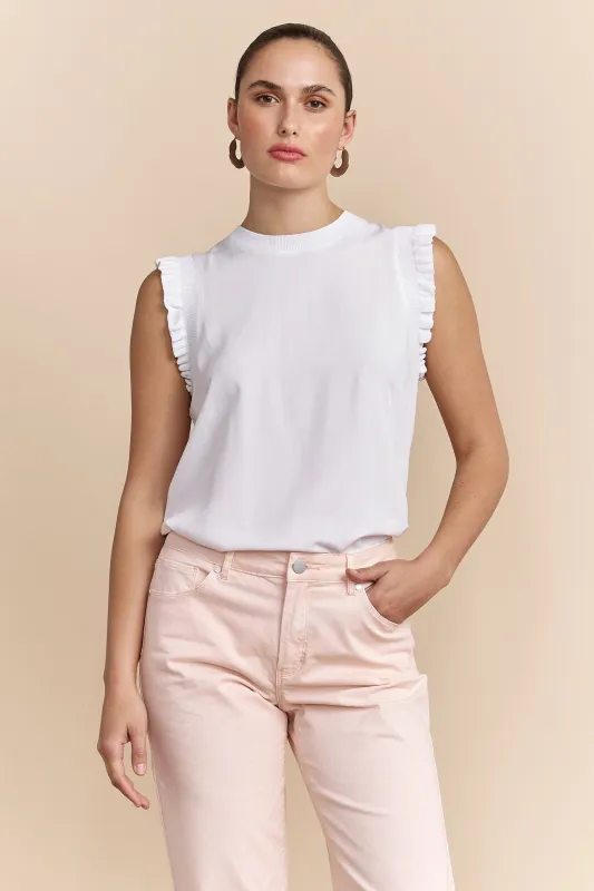 Top with frill and rib knit detail sold by Tristan Style