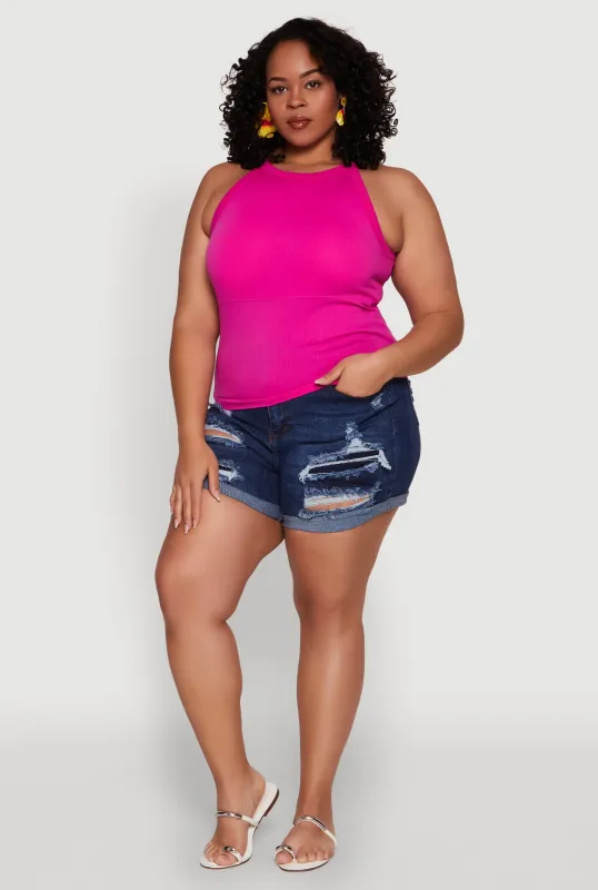 Plus Size Seamless High Neck Tank Top sold by Rainbow
