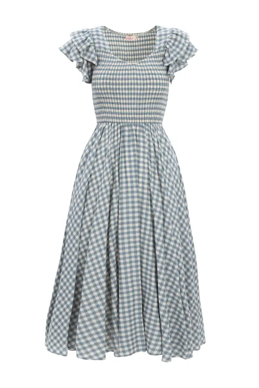 Hattie Dress in Dusty Teal Gingham - FINAL SALE sold by Ivy City Co