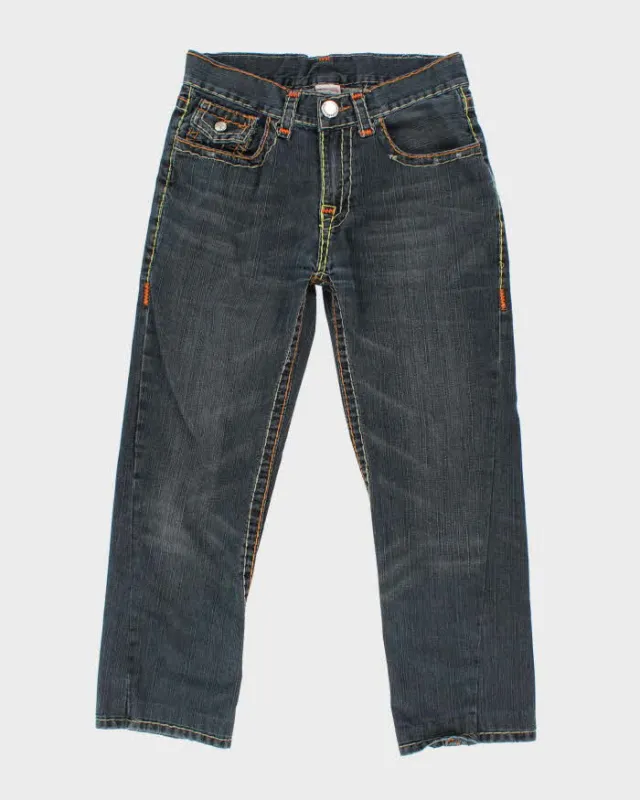 Vintage 2000's True Religion Dark Wash Orange Stitch Jeans - W32 L28 sold by Rokit