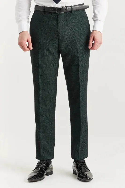 Regent - Men's Green Plaid Check Trousers sold by Tru Clothing