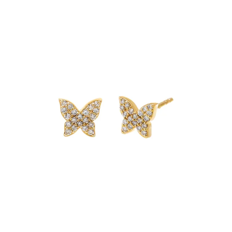 Small Diamond Pave Butterfly Stud Earring 14K sold by Adina Eden's