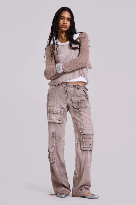 Ara Low-Rise Washed Cargo Trousers sold by Jaded London
