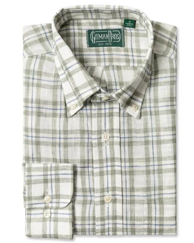 Olive Tonal Plaid Linen sold by Gitman Brothers