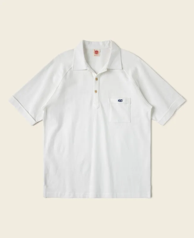 Raglan Sleeve Cotton-Piqué Polo Shirt - White sold by Bronson Mfg.