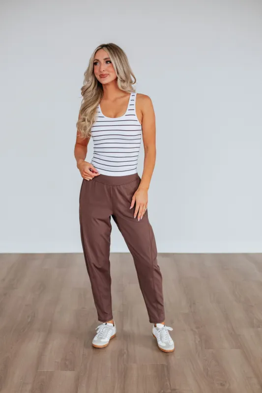 Seine Active Pants - Chocolate sold by Wild Oak Boutique