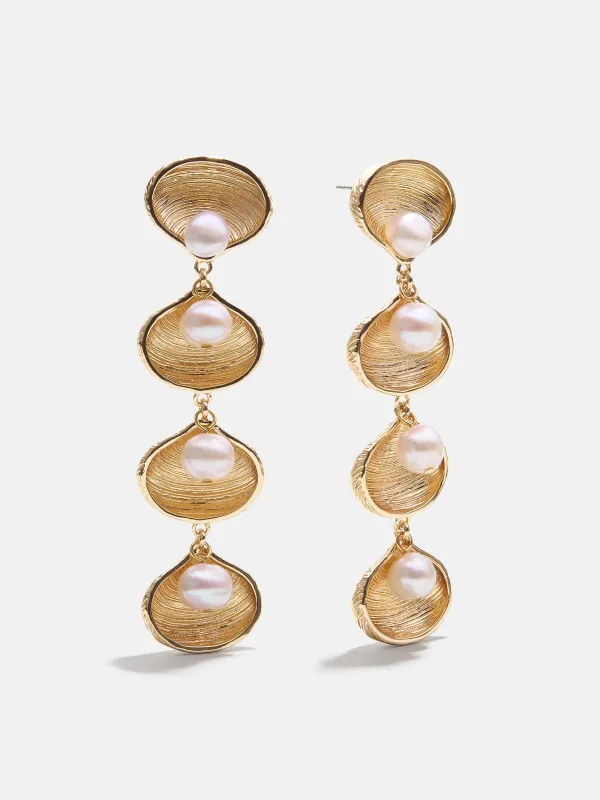 Calypso Seashell Earrings - Gold/Pearl sold by BaubleBar
