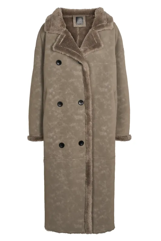 Joa Wool Coat Long Taupe sold by Americandreams