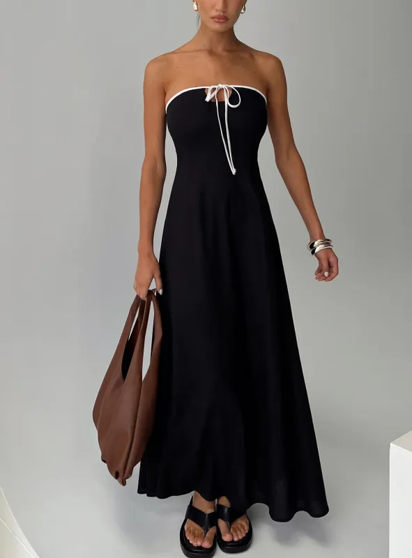 Bijou Strapless Maxi Dress Black sold by Princess Polly