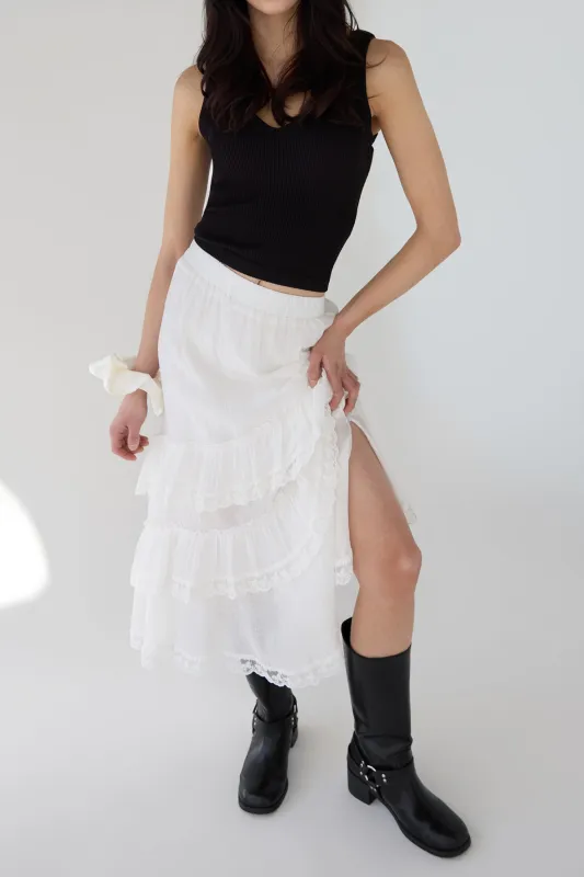 LACE TIERED MAXI SKIRT sold by OAK AND FORT