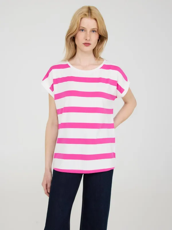 Striped Cuffed Dolman Sleeve Top sold by Suzy Shier
