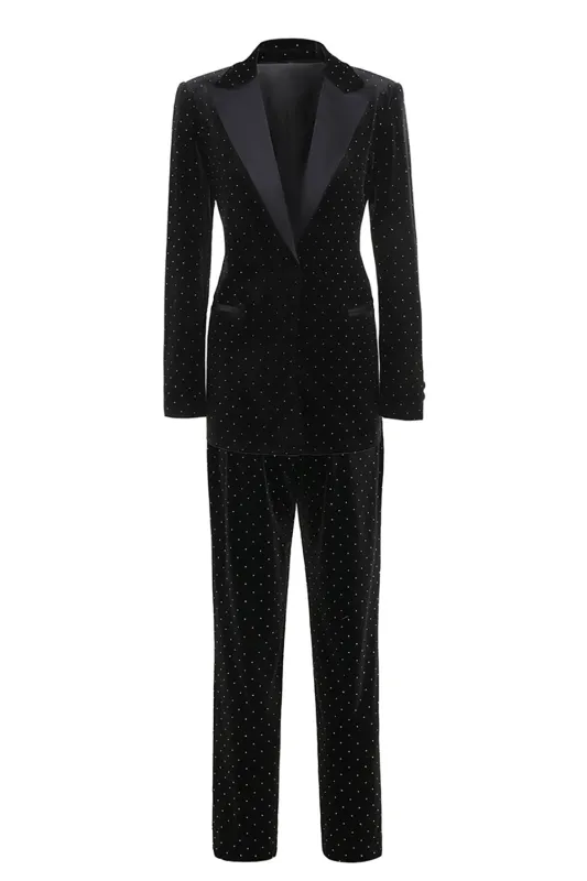 Black Polk Dots One Button 2 Piece Women Suit sold by Zapaka