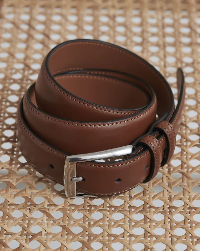 RW&CO. - Double Loop Leather Belt with Square Buckle - Tan Brown - 34 sold by RW&CO.