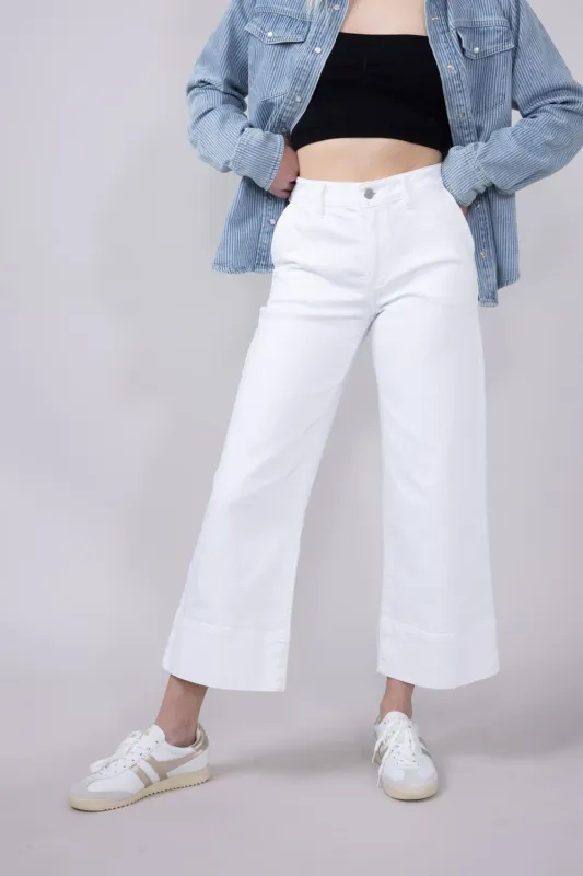KanCan High Rise Cropped Wide Leg Jeans for Women in White | KC7480WT sold by Glik’s