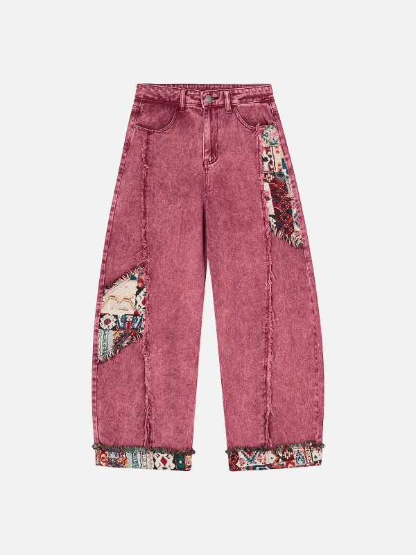Aelfric Eden Frayed Ethnic Super Baggy Barrel Jeans sold by Aelfric Eden