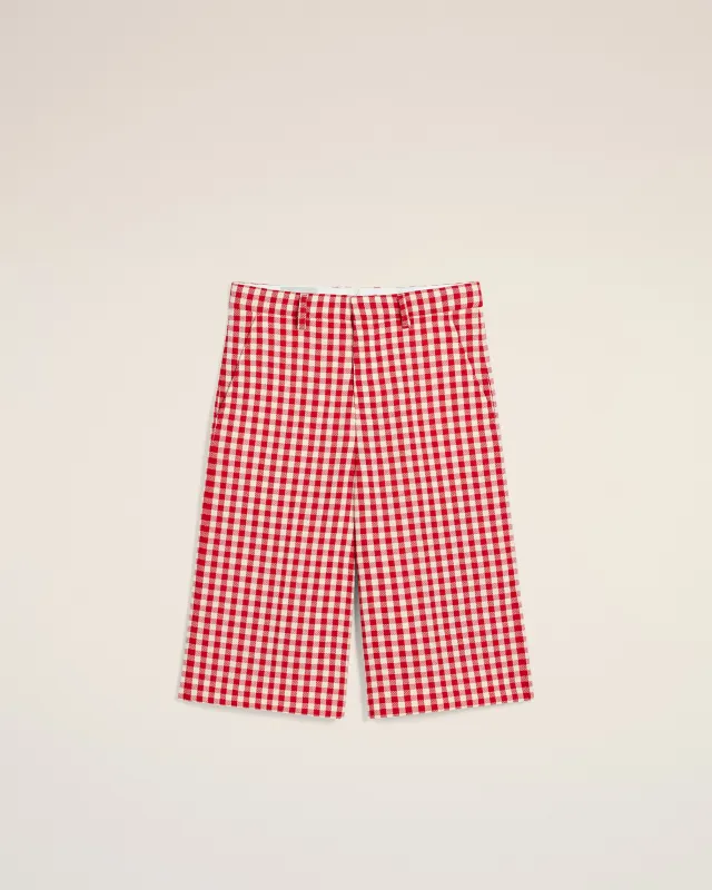 Bermuda Rouge à Carreaux Large En Laine sold by Ami
