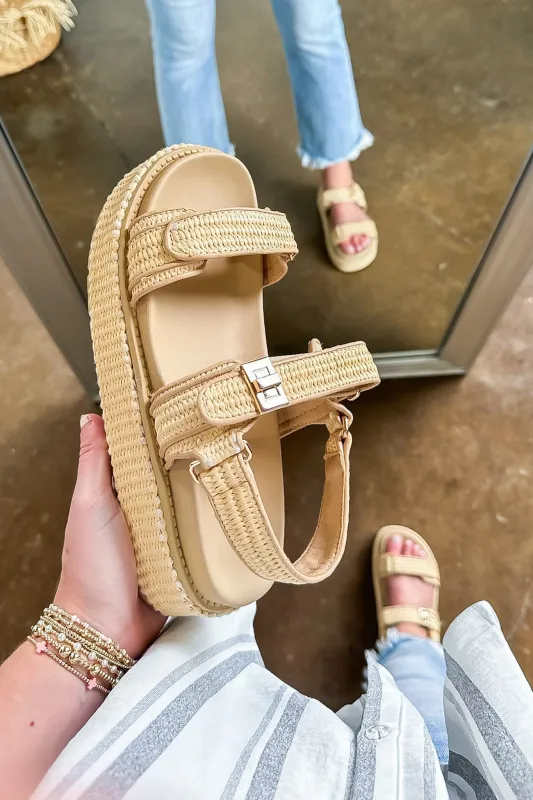 Briena Raffia Wedge Velcro Buckle Sandal - FINAL SALE sold by Madison + Mallory