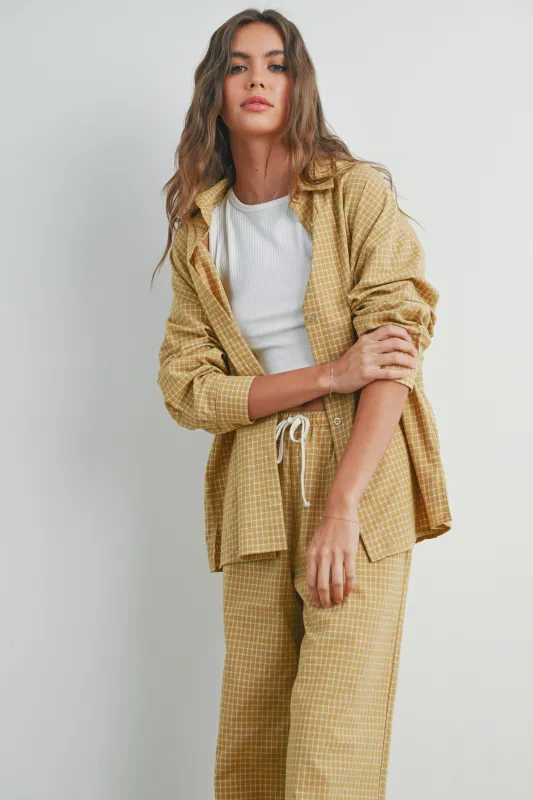 Yellow Checker Plaid Button Down Shirt sold by Pinkblush