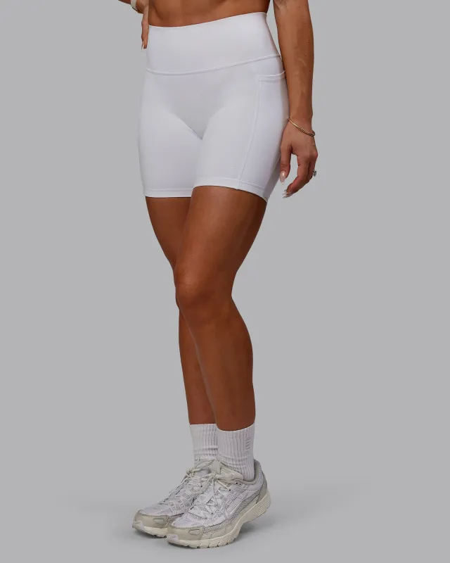 Bree Masters Fusion Ultra High-Rise 6" Short Pockets - White sold by LSKD