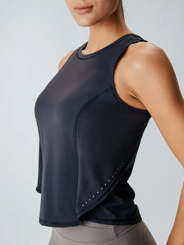 Black Striped Contour Tank Top sold by BERLOOK