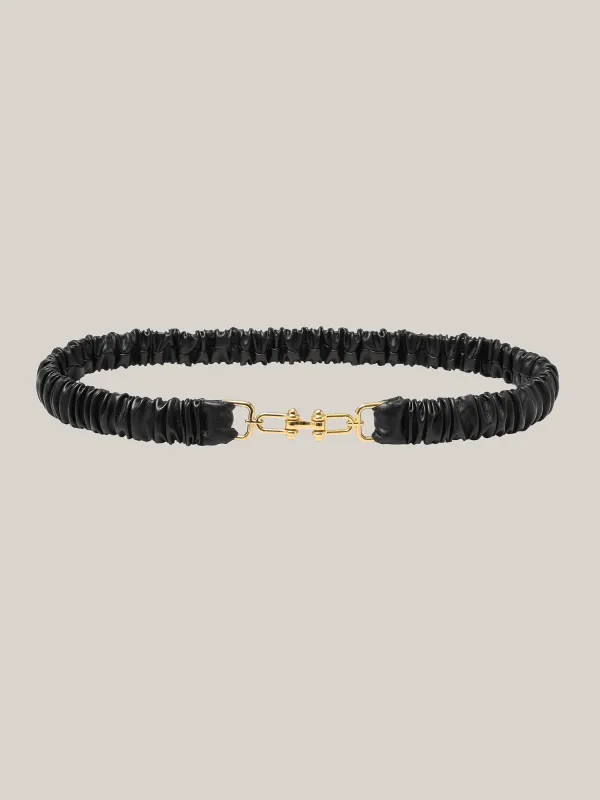 Ruched Gold-Tone Buckle Belt sold by Bloomchic