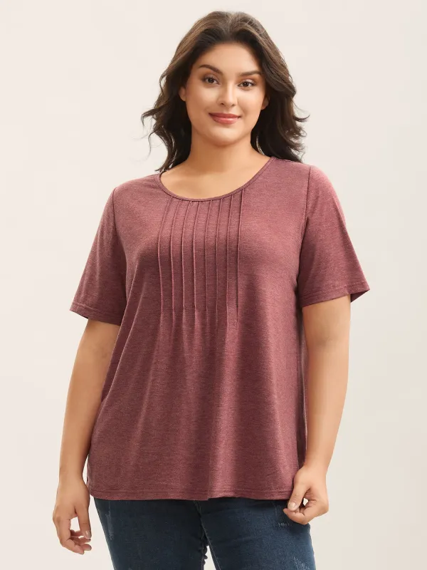 Stretchy Toothpick Pleat Basic Solid Top sold by Bloomchic