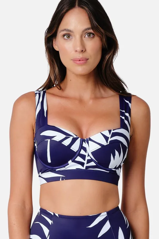 Original Bustier Balconette Bikini Bralette PALM SILHOUETTE NAVY sold by UNE PIECE