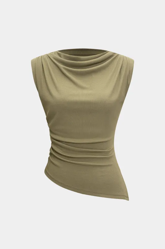Asymmetrisk ruched tank top sold by Micas