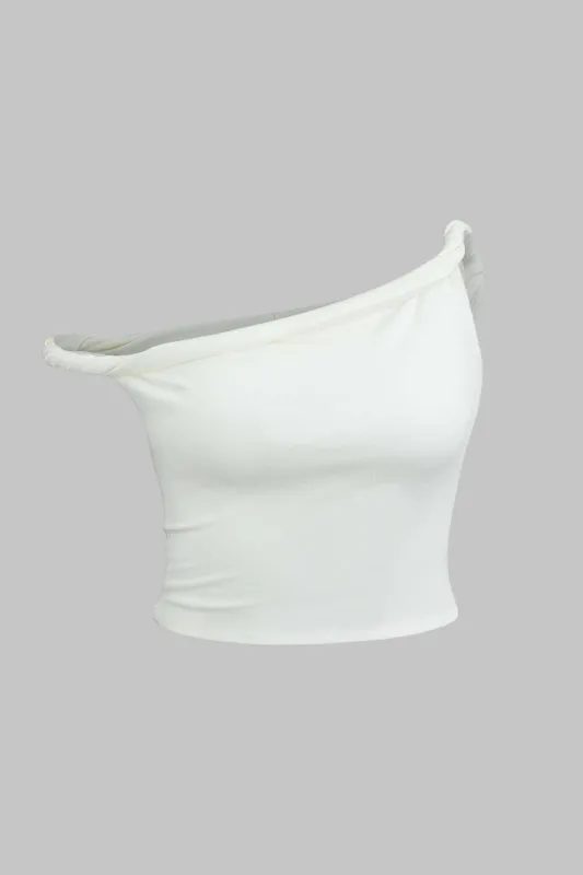 Plus størrelse asymmetrisk twist knude t-shirt sold by Micas