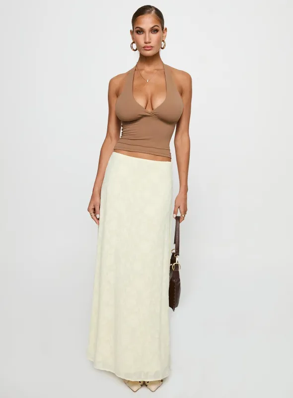 Su Casa Low Waist Maxi Skirt Yellow sold by Princess Polly
