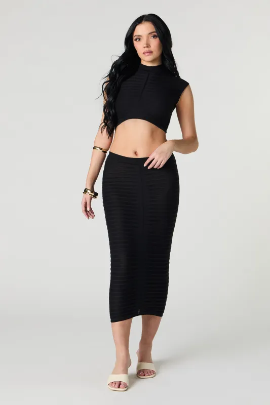 Textured Knit Semi Sheer Midi Skirt sold by Urban Planet