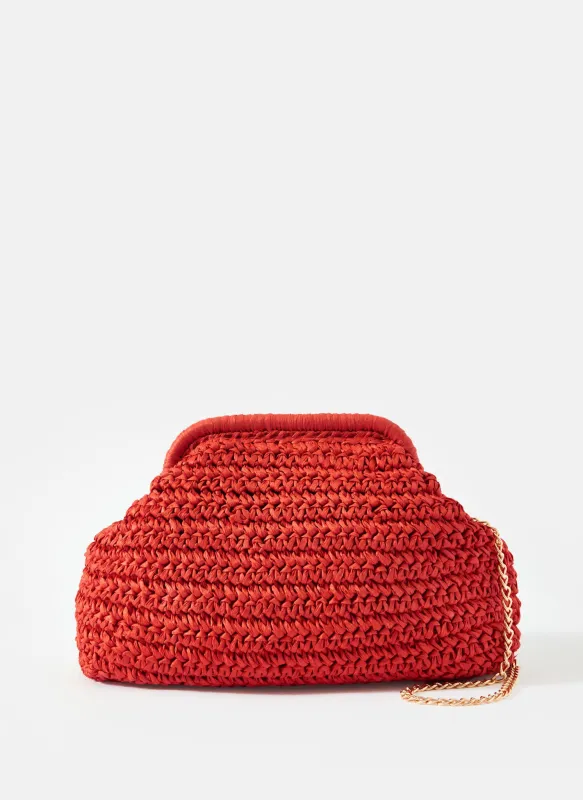 Red Straw Clutch Bag sold by Mint Velvet