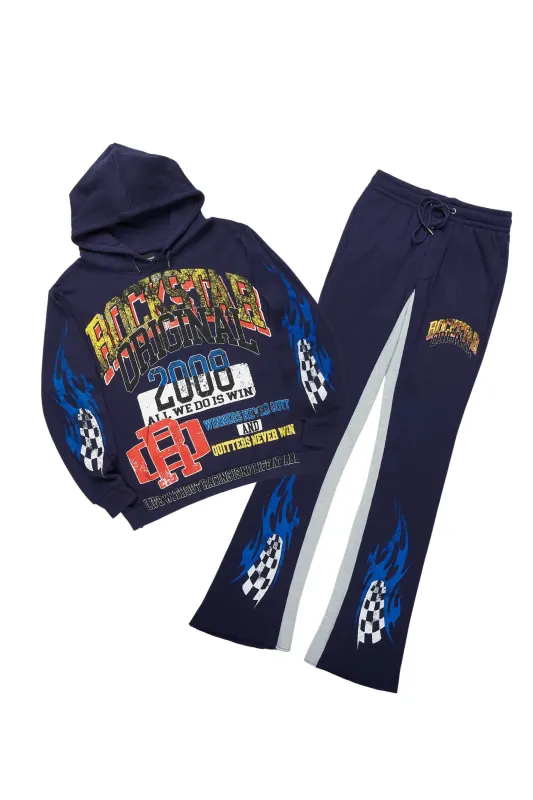 Colorful Race Navy Hoodie/Baggy Track Pant Set sold by Rockstar Original
